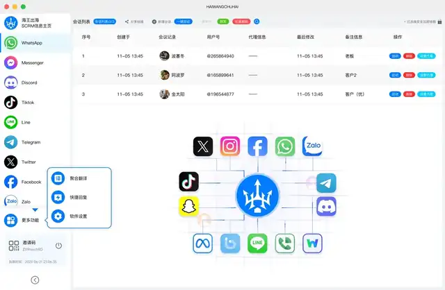 海王出海app跨境聊天工作台截图